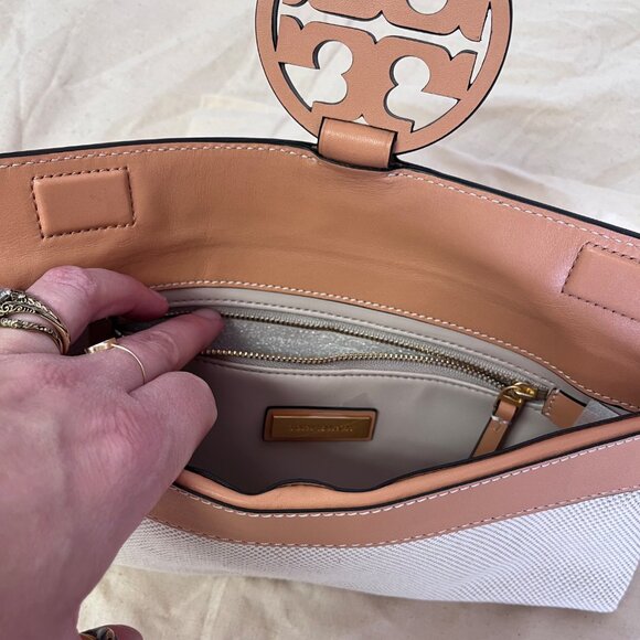 Tory Burch Miller clutch in canvas with leather trim NWOT - Picture 6 of 6